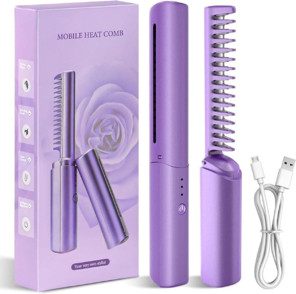 Meneflix Portable Mini Cordless Hair Straightener & Hot Comb